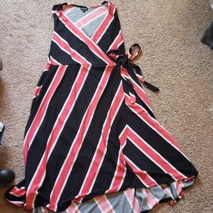 Torrid Black and Pink Faux Wrap Dress